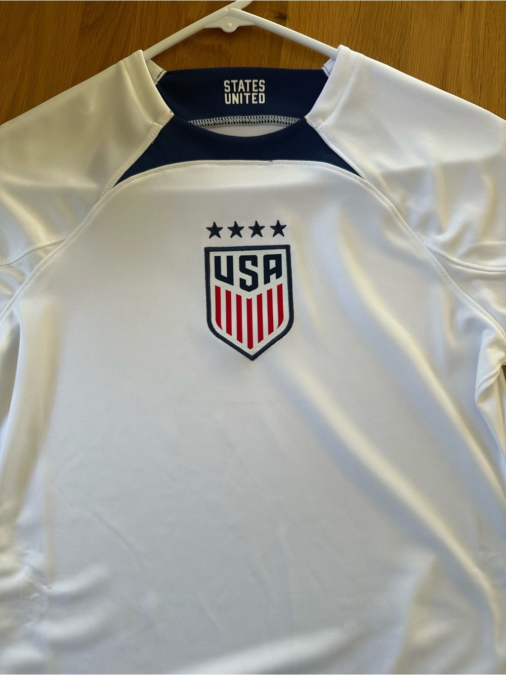 USA White Soccer Jersey with Red & Navy Accent - Picture 2 of 4
